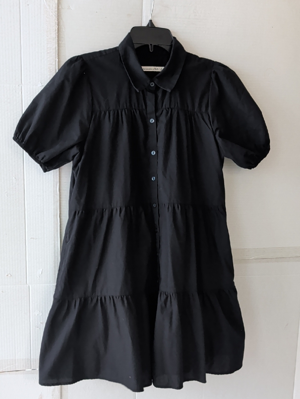 Abercrombie & Fitch Black Tiered Button-Front Mini Dress SZ Small Closet Staple